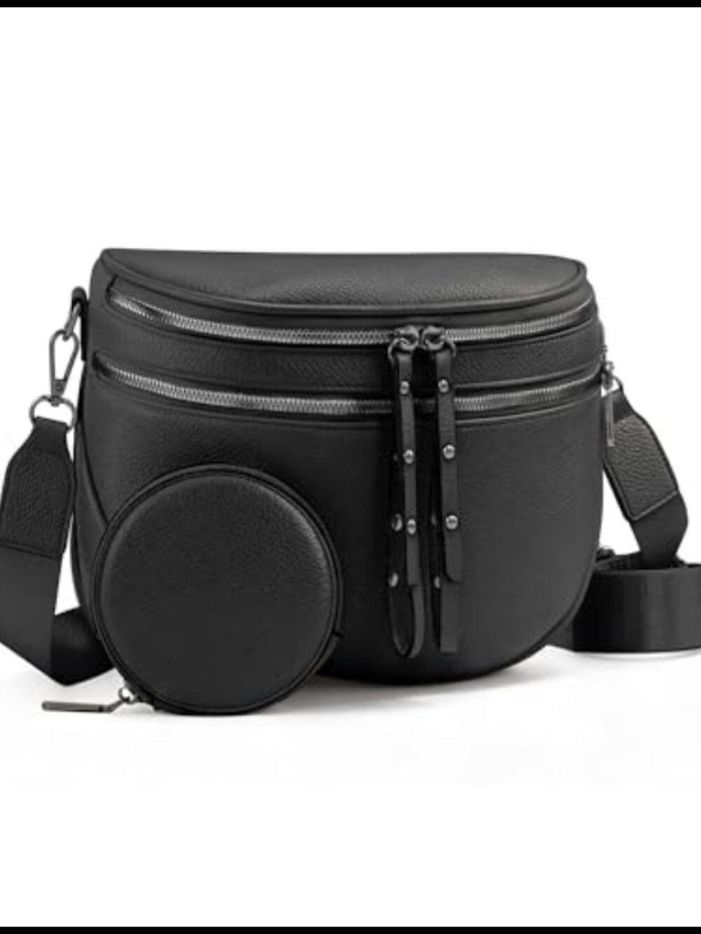 Vegan Leather Crossbody Bum Bag with Coin Purse Adjustable Strap